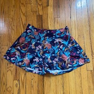 Tropical Print Flared Shorts